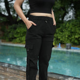 Women’s Black Cargo Pyjamas – Stylish Utility Bottom Wear